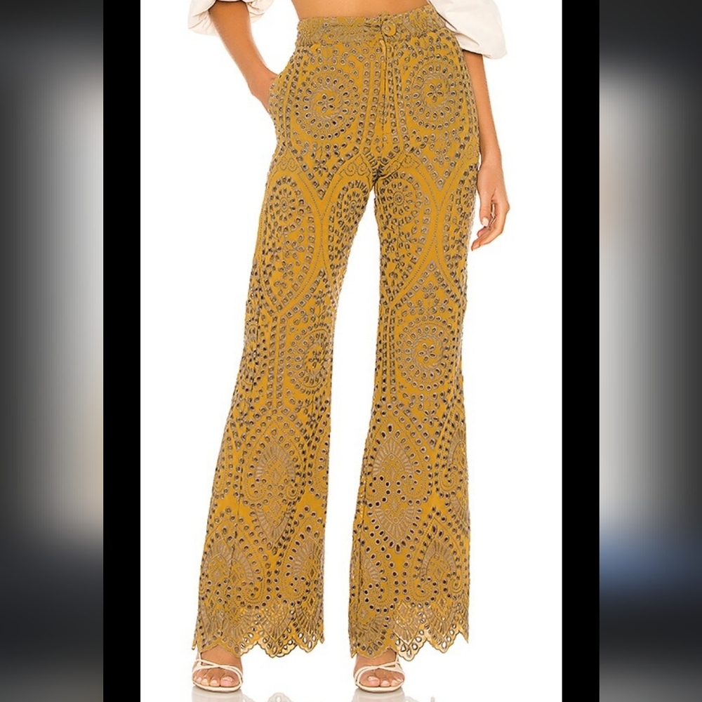 Jen's Pirate Booty Picasso Pants In Citrine Mariachi Eyelet Size Small